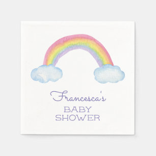 Colourful Watercolor Rainbow and Clouds Baby Napkin