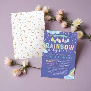 Colourful Watercolor Rainbow Baby Shower Invitatio Invitation