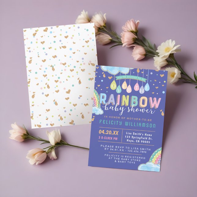 Colourful Watercolor Rainbow Baby Shower Invitatio Invitation (Colorful Watercolor Rainbow Baby Shower Invitation)