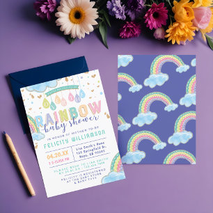Colourful Watercolor Rainbow Baby Shower Invitatio Invitation