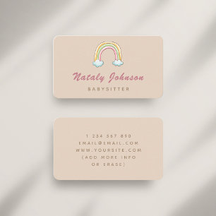 Colourful Watercolor Rainbow Babysitter Nanny Crea Business Card
