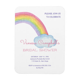 Colourful Watercolor Rainbow Bridal Shower Magnet