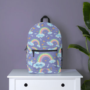 Colourful Watercolor Rainbow Confetti Purple Printed Backpack
