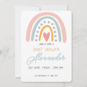Colourful Watercolor Rainbow Illustrative Baby Sho Invitation