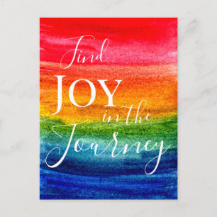 Colourful Watercolor Rainbow Joy Inspiring Quote Postcard