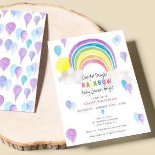 Colourful Watercolor Rainbow Of Fun Baby Shower Invitation
