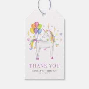 Colourful Watercolor Rainbow Unicorn Birthday Gift Tags