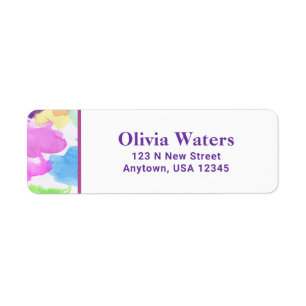 Colourful Watercolor Return Address Label