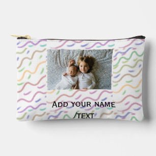 Colourful watercolor spiral pattern add photo name accessory pouch