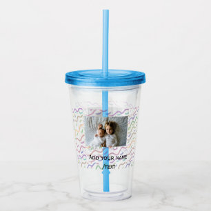 Colourful watercolor spiral pattern add photo name acrylic tumbler