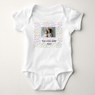 Colourful watercolor spiral pattern add photo name baby bodysuit
