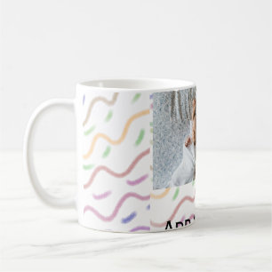 Colourful watercolor spiral pattern add photo name coffee mug