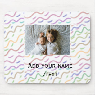 Colourful watercolor spiral pattern add photo name mouse pad