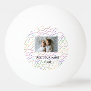 Colourful watercolor spiral pattern add photo name ping pong ball
