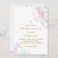 colourful watercolor splash | First Communion girl