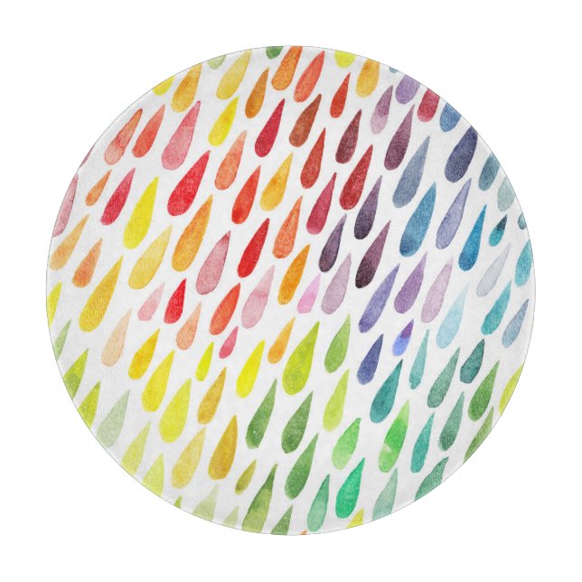 Colourful Watercolor Splash Set Cutting Board (Front)