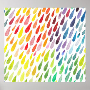 Colourful Watercolor Splash Set Poster