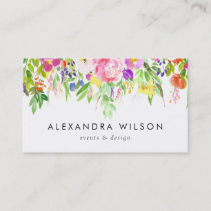 Colourful Watercolor Spring Blooms Business Card