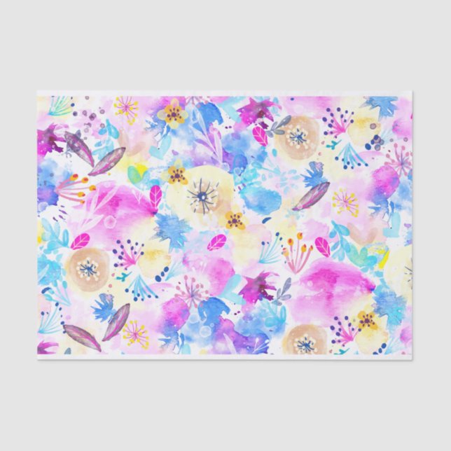 Colourful Watercolor Spring Flowers 1 Tissue Paper (Front)
