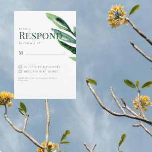 Colourful Watercolor Stem Wedding RSVP