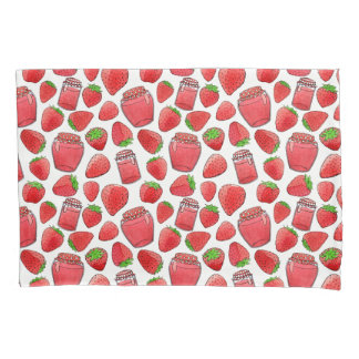 Colourful watercolor strawberries & jams pillowcase