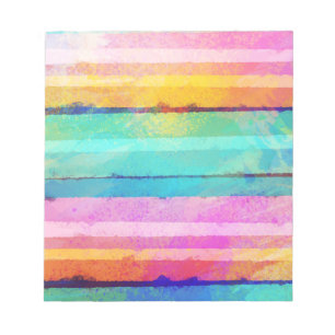 Colourful Watercolor Stripe Background Notepad