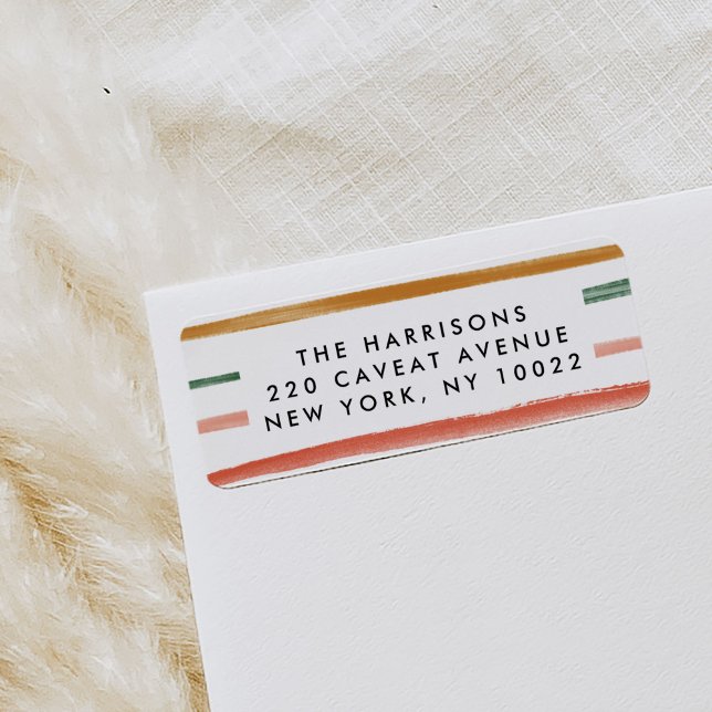 Colourful Watercolor Stripes Return Address Labels (Festive watercolor stripes return address labels.)