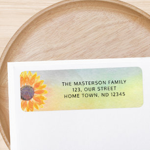 Colourful Watercolor Sunflower Return Address Label