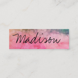 Colourful Watercolor Texture / Handwritten Mini Business Card