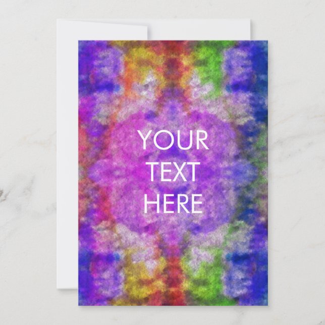 Colourful Watercolor Tie Dye Invitation Blank Card (Front)