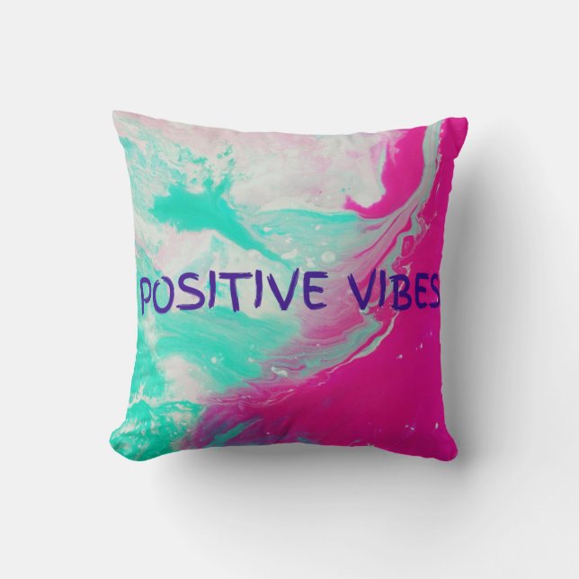 Colourful Watercolor Tie Dye Throw Pillow (Front)