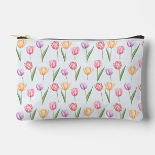 Colourful Watercolor Tulips Flower Pattern Accessory Pouch
