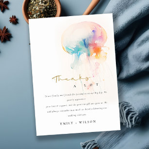 Colourful Watercolor Underwater Jellyfish Wedding Thank You Card