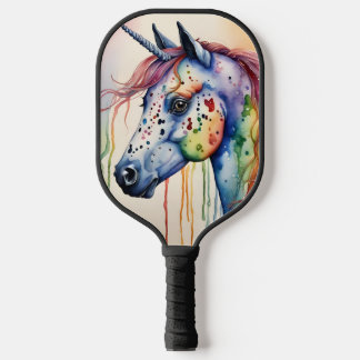 Colourful Watercolor Unicorn Pickleball Paddle