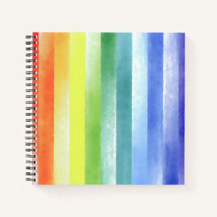 Colourful Watercolor Vertical Rainbow Pattern Notebook