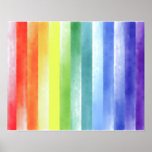 Colourful Watercolor Vertical Rainbow Pattern   Poster