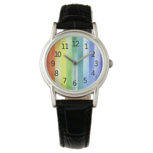 Colourful Watercolor Vertical Rainbow Pattern   Watch