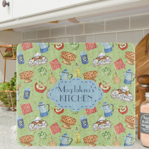 Colourful Watercolor Vintage Kitchen Chef Cook Nam Cutting Board