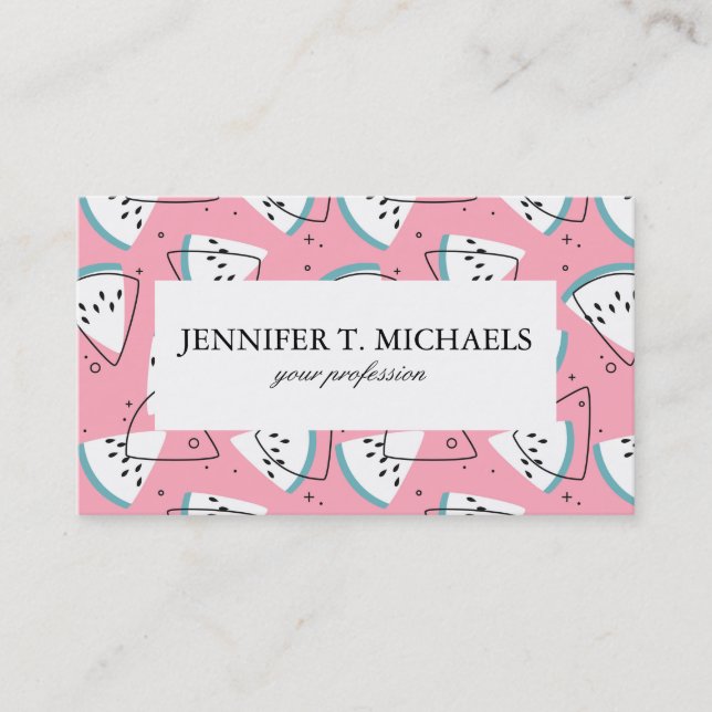 Colourful Watercolor Watermelons Business Card (Front)