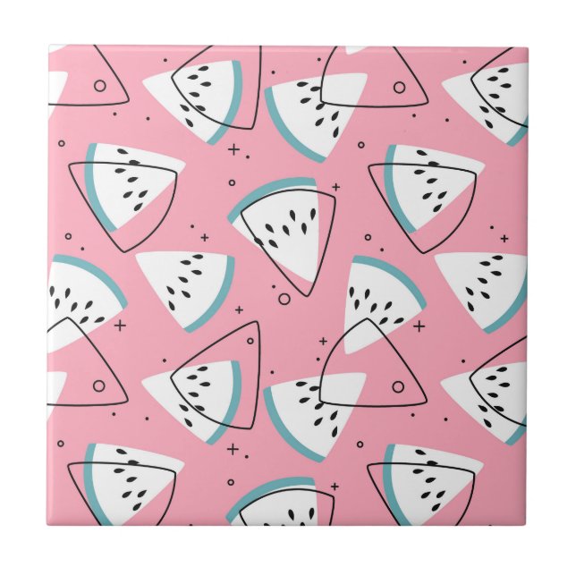 Colourful Watercolor Watermelons Ceramic Tile (Front)