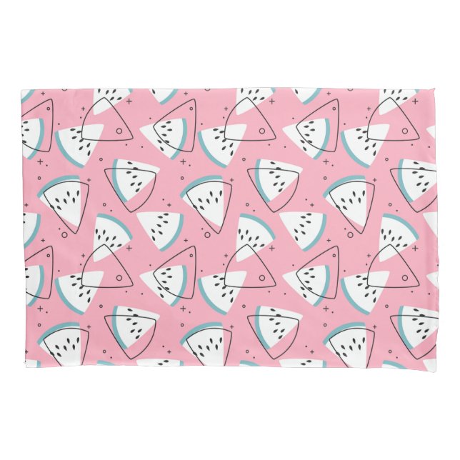 Colourful Watercolor Watermelons Pillowcase (Front-Left)