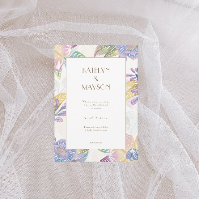 Colourful Watercolor wedding Invitation (1)