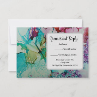 Colourful Watercolor Wedding RSVP card