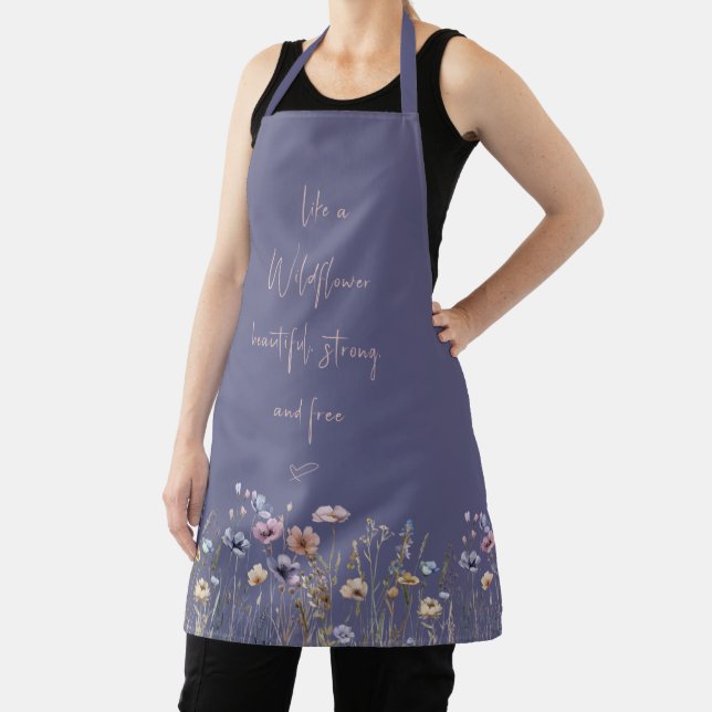 Colourful Watercolor Wildflower Apron (Insitu)