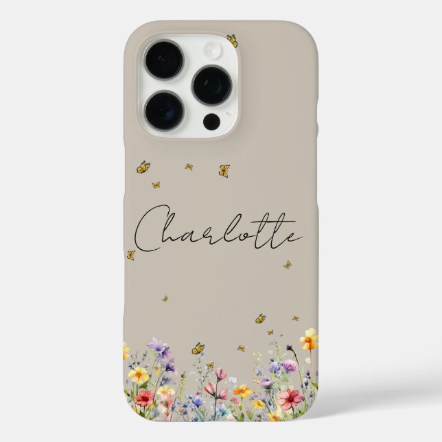 Colourful Watercolor Wildflower & Butterfly Case-Mate iPhone Case (Back)