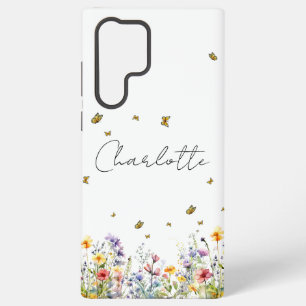 Colourful Watercolor Wildflower & Butterfly Samsung Galaxy Case