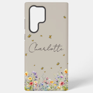 Colourful Watercolor Wildflower & Butterfly Samsung Galaxy Case