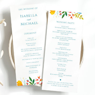 Colourful Watercolor Wildflower Floral Wedding Program