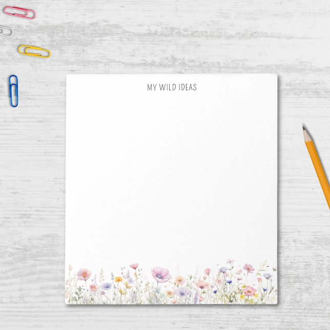 Colourful Watercolor Wildflower Floral Wild Ideas Notepad (Creator Uploaded)