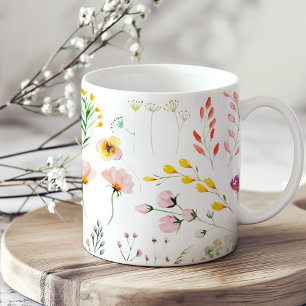 Colourful Watercolor Wildflower Meadow Coffee Mug